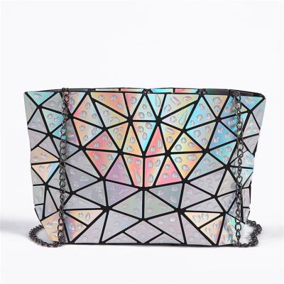 China Daily Women Holographic Geometric Cross - Body Bag PU Leather Shoulder Bag Laser Messenger Bag for sale