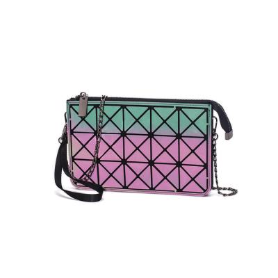 China PU Small Messenger Bag Daily Bright Purse Geometric Women Shoulder Bag Chain Handbag for sale