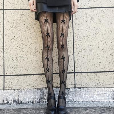 China Selling Pantyhose Women Girl Fashion Bow Breathable Warm Net Stockings Black Sheer Pantyhose for sale