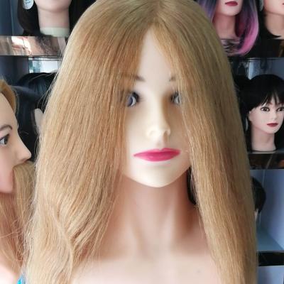 China Silky Straight Wave SALON Hairdressing Training Mannequin Heads With 100% Hair Training Doll Head For Hairdressers for sale