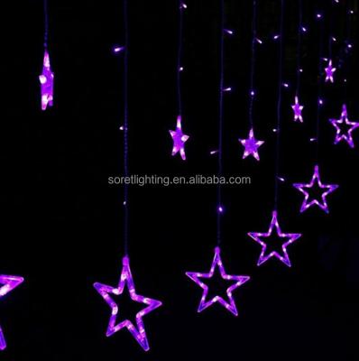 China Copper Wire Led Star Curtain Twinkle Lights 138 LED Electricity Operated Christmas Lights for Outdoor, Indoor (Purple Color) for sale