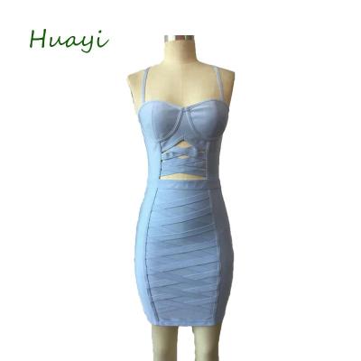 China 2021 Anti-Static Dress Women Mini Dress Bodycon Spaghetti Short Cross Ties Hollow Bandage Dress for sale