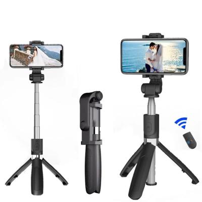 China Selfie Desktop Stand Shooting Mobile Phone Monopod Tripod Stand Black Vlog Video Wireless Remote Control Photo Extend Small Folded MINI Selfie Stick for sale