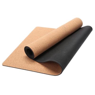 China Eco-Friendly Sports Use Cork Rubber Yoga Mat Private Home Label Printed With Carry Strap for sale