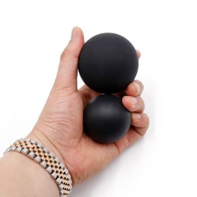 China Small Size Eco-friendly Massage Balls 50mm Solid Black Color Silicone Material With OEM Printed Logo for sale