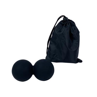 China Customized Eco Friendly Solid Silicone Fitness Massage Peanut Balls With OEM Carry Bag for sale