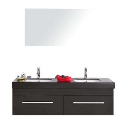 China Contemporary European Style Basin Black Built-in Bathroom Cabinet for sale