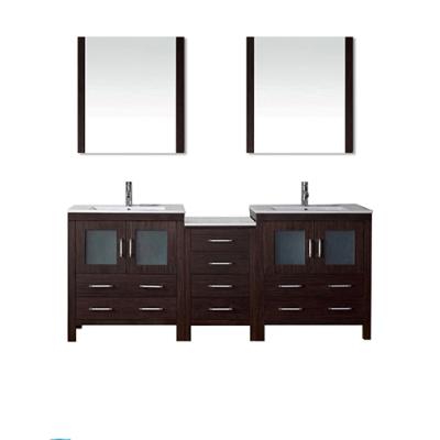 China 2021 Contemporary Large Bathroom Double Sided Mirror Sliding Sink Drawer Embedded Bathroom Cabinet for sale