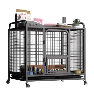 China Breathable Advanced Bold Galvanized Strong Durable Top Pipe Dog Cage Storage Function Metal Dog Crate With Wheels for sale