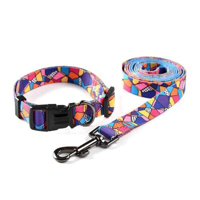 China Wholesale Custom Adjustable Size Durable Comfortable Fashion Pattern LOGO Stored Portable Dog Leash Length for sale