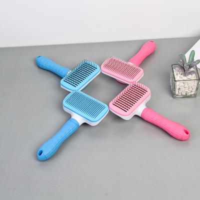 China Wholesale Viable Pet Grooming Brush Self Cleaning Self Cleaning Cat Hair Remover Durable Pet Brush for sale