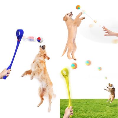 China Dog Dog Ring Toy Retractable Rope Ball Durable Outdoor Training Multifunction Ball Launcher for sale