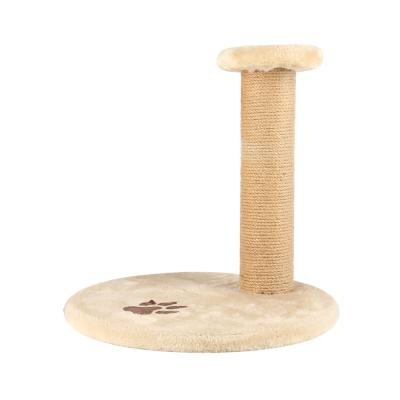 China Two-Layer Wooden Interactive Cat Scratching Post Cat Toy Rolling Ball Stored Interactive Turntable with Dangling Ball for Cat Beige for sale