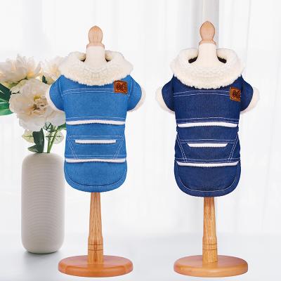 China Sustainable Cowboy Dog Clothes For Fall And Winter Pet Clothing Warm Inside Denim Clothes For Dogs for sale