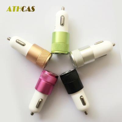 China 2019 Hot Selling Mobile Phone Accessories Mobile Phone 1A Universal Dual Port Metal Mix Colors Car Charger for sale