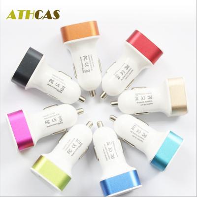 China Hot Selling 2019 Mobile Phone ABS 5V 1A Mobile Phone Fast Portable Dual USB Square Colorful Car Charger for sale