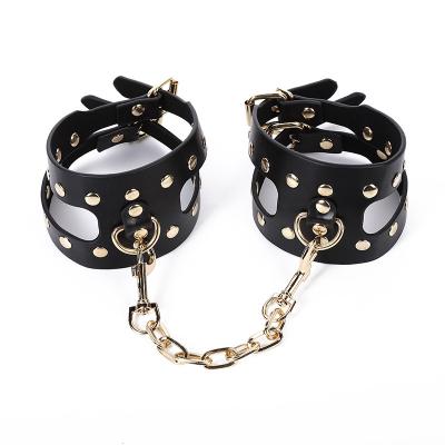 China Sexy Handcuffs PU Leather Adjustable Rivet Handcuffs BDSM Restraints Bondage Sex Toys For Woman Exotic Restraints Accessories for sale