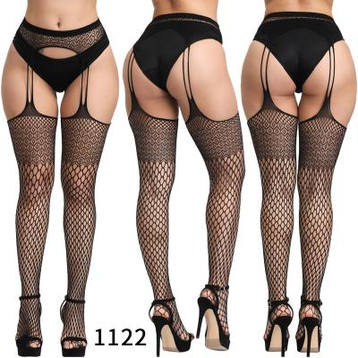 China Garter Belt Garter Belt Spandex Lace Suspender Net Waist Stockings Transparent Black Sexy Non-slip Net Stockings Europe and America for sale