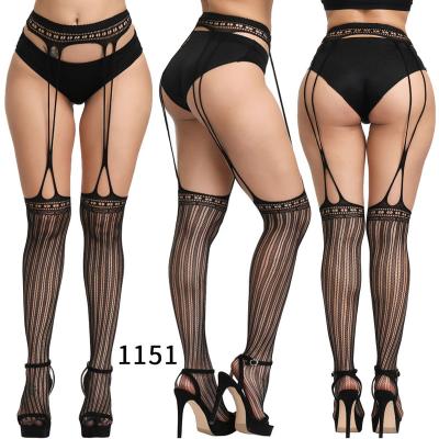 China Newest 3 type Spandex 2021 sexy non-slip stockings transparent black lace suspender waist net Europe and America garter belt for sale