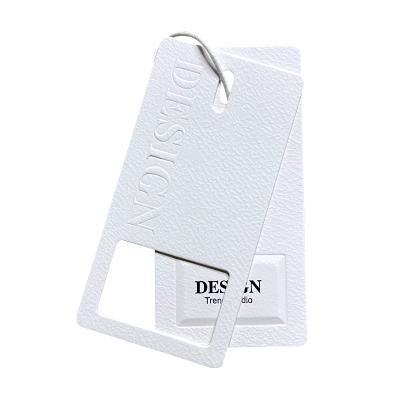 China Viable Free Custom White Black White Garment Paper Card Logo Thick Product Hang Tags Recycled String Emboss Hang Tag for sale