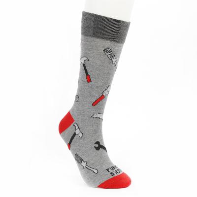 China Europe and America Regular Wholesale Cheapest Price Socks Factory Custom Design 168 Needle Jacquard Pattern Hign Quality Men Crew Socks for sale