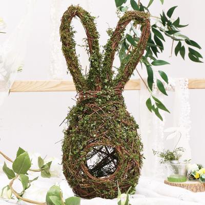 China Hot Sales Gift Rabbit Hanging Bird's Nest Wreath Supplies Easter Garland Easter Wreath Easter Bunny Wooden Frame for sale