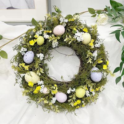 China Hot Sales Gift Easter Egg Wreath Easter Wreath Dried Flowers Easter Spring Front Door Wreath for sale