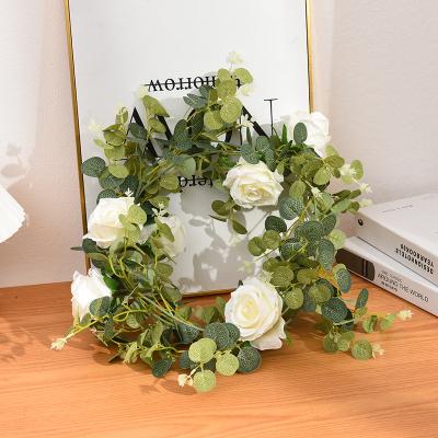 China Wholesale Gift Touch Artificial Flower Leaf Garland Vine Ivy Wall Silk Rose Vine Real Roses Flower Vine Rose Black for sale