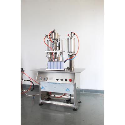 China Semi Automatic High Yield Paint, Pesticide, Air Freshener, Snow, PU Foam 3 In 1 Aerosol Body Spray Can Filling Machine for sale