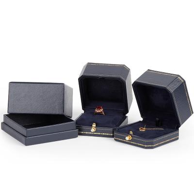 China Fashionable big brands inside and outside the box jewelry box, blue high-end jewelry box customized for sale