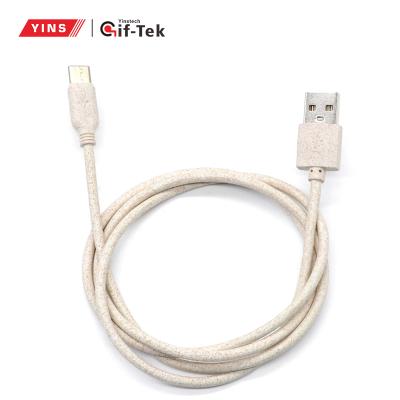 China 2020 Factory Design Mobile Phone Charger Lighting Straw Biodegradable Wheat Micro USB C Data Cable MP3/MP4 Player Free Sample for sale