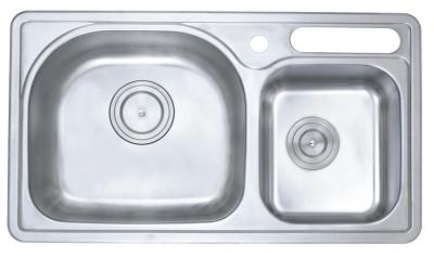 China Double Bowel Commercial Stainless Steel Kitchen Sinks With Knife Hole for sale