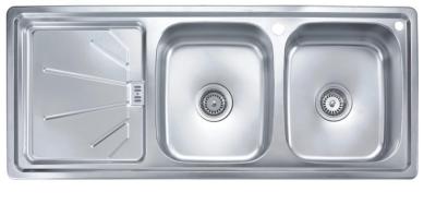 China 18 Guage Double Bowl Stainless Steel Kitchen Sinks With Drainer Kits for sale