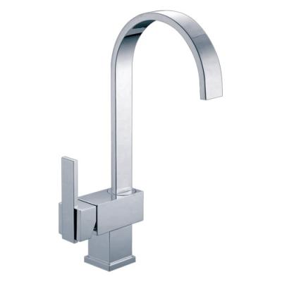 China Single Lever Square Deck Mounted Kitchen Mixer Tap With Swivel Spout for sale