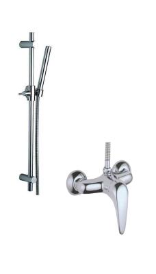 China Wall Mounted Hand Shower Rail Set Single Lever Shower Mixer Faucet Taps for sale