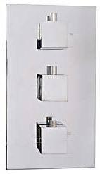 China 2 Outlet Vertical Thermostatic Shower Mixing Valve With Square Handle for sale