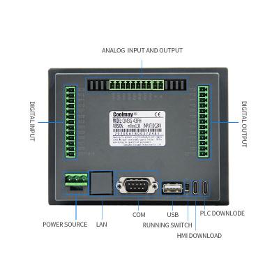 China 2AO 4AI HMI PLC All In One  32K Program  Relay MR MOS Tube Max for sale