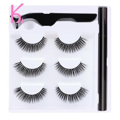 China Long Natural 3d False Mink Lashes False Eyelashes Non Stick Self Adhesive Reusable Self Adhesive Eyelashes Necessary False for sale