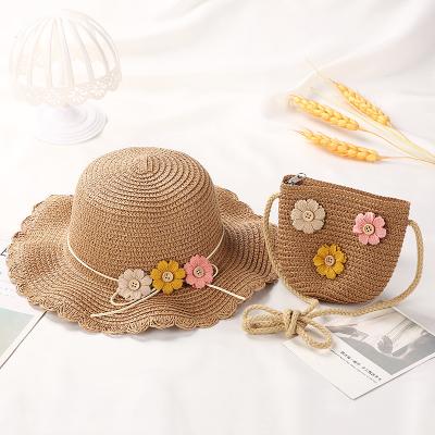 China Girls image summer sun princess beach parent-child students sun straw word handbags female suit for sale