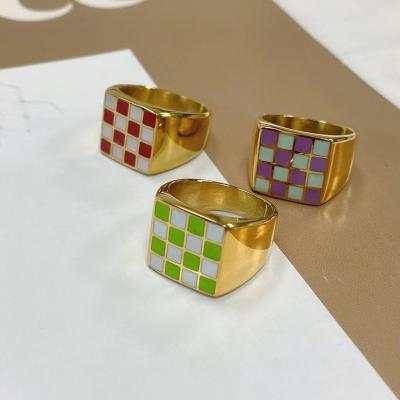 China CLASSIC Multi Color Enamel Rainbow Rectangle Accessories Colorful CIA Cherry Shark Clip Resin Acid Controller Enamel Ring for sale