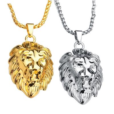 China Cute lion pendant male and rock female titanium wind stainless steel punk necklace for sale