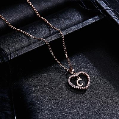 China Wholesale Cute Heart Cubic Diamond Initial Letter Cubic Zirconia 26 Love Letter Star Pendant Necklace for sale