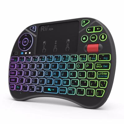 China Rii X8+ 2.4GHz Mini Wireless Keyboard With Touchpad Voice Search LED Backlit Li-ion Battery For Android TV Box PC for sale