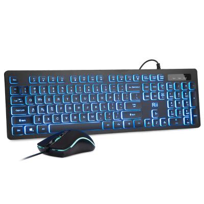 China Rii Ultra Thin Three Colors Backlit Business Keyboard, Gaming Keyboard and Mouse Combo, USB Wired Keyboard, RGB Optical Mouse for Game, Busin for sale