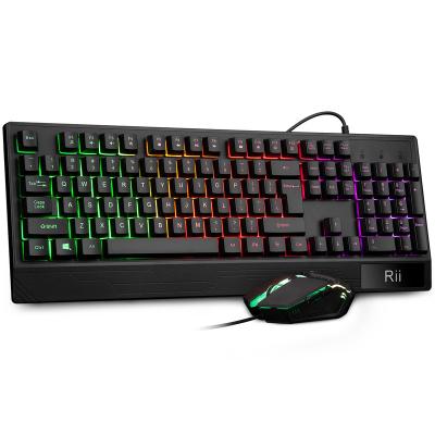 China Anti-Ghosting Gaming Keyboard, Rii RK400+ Rainbow LED Backlit Wired Keyboard and Mouse Combo Set, Black for sale