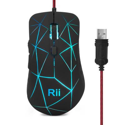 China Rii RM106 RGB Gaming Mouse Wired Gaming, Optical USB Computer Mice with 6 Programmable Buttons, 3200 DPI Adjustable, 7 Color Backlit for sale