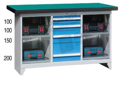 China 2.0MM Steel Sheet Stainless Steel Cold Rolling Work Bench With Hanging Drawer Cabinet for sale