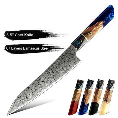 China 8.5 Inch Disposable AUS 10 Damascus Japanese Steel Kitchen Chef Meat Cut Vegetable Knife for sale