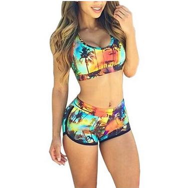 China 2015 Hot Sale Anti-UV Women's Clothing Waist Bandage Bikini Top Printed Bikini Sets for sale