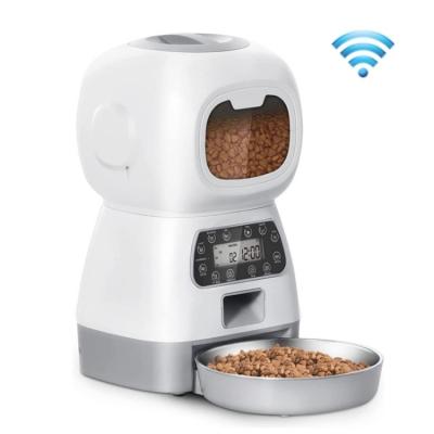 China Smart Cats 3.5L Stainless Steel Bowls Auto Timer Robot Wifi App Food Slow Dispenser Chip Automatic Pet Feeder for sale